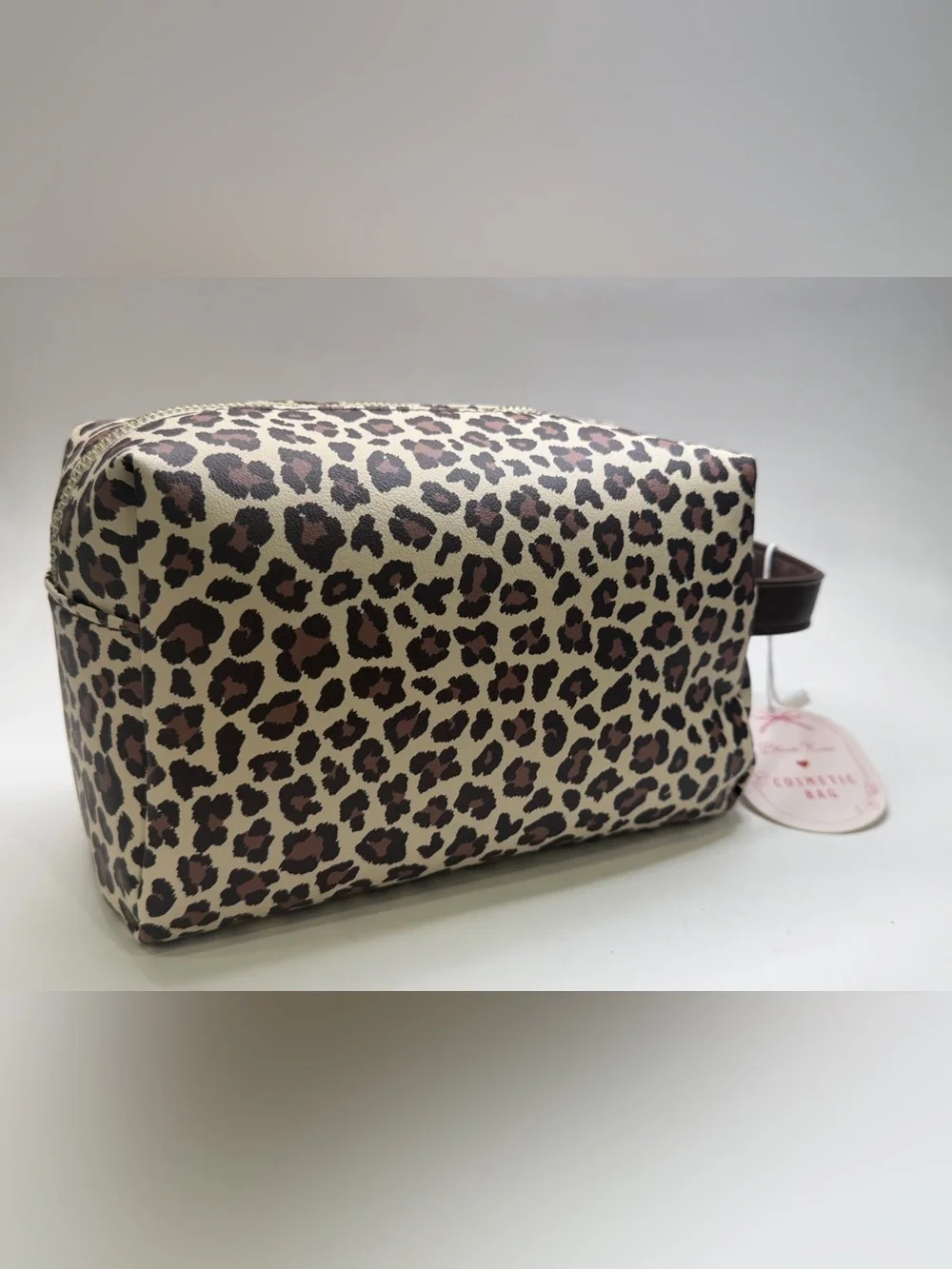 Leopard Print Cosmetic Pouch in Beige and Brown